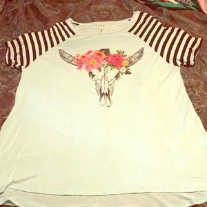 Tunic top with floral Steer Head